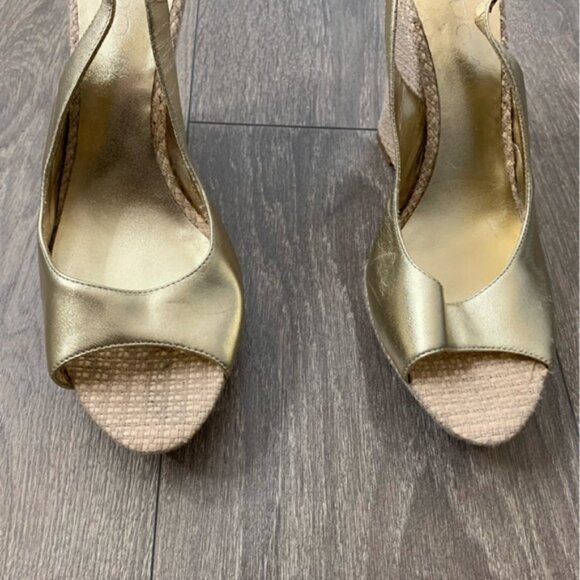Aldo Women's Wedge Platform Sandals espadrilles Slingback Gold Y2k 2000s Size 9 - Picture 6 of 15
